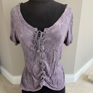 American Eagle Pink and Purple tie front Top
